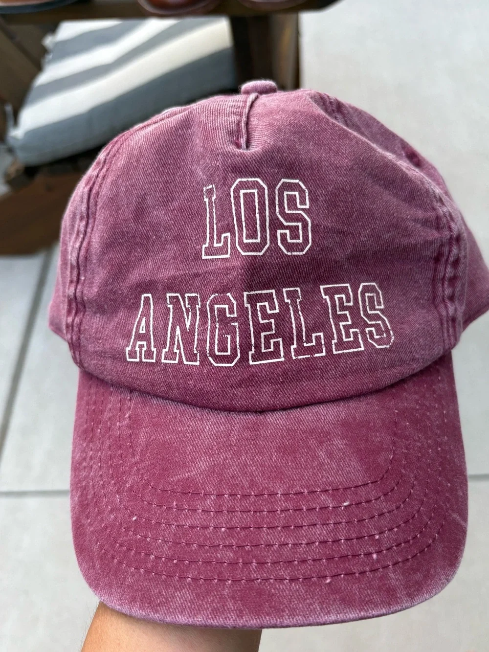 Adult Los Angeles Embroidered Cap in Washed Berry